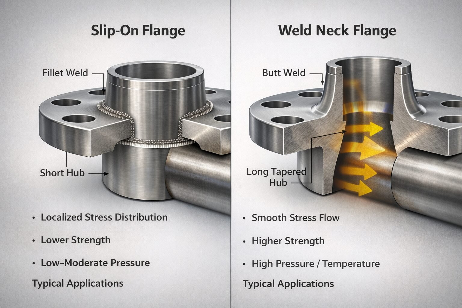 Slip-On Flange vs. Weld Neck Flange: A Practical Comparison 2 Slip-On Flange vs. Weld Neck Flange: A Practical Comparison