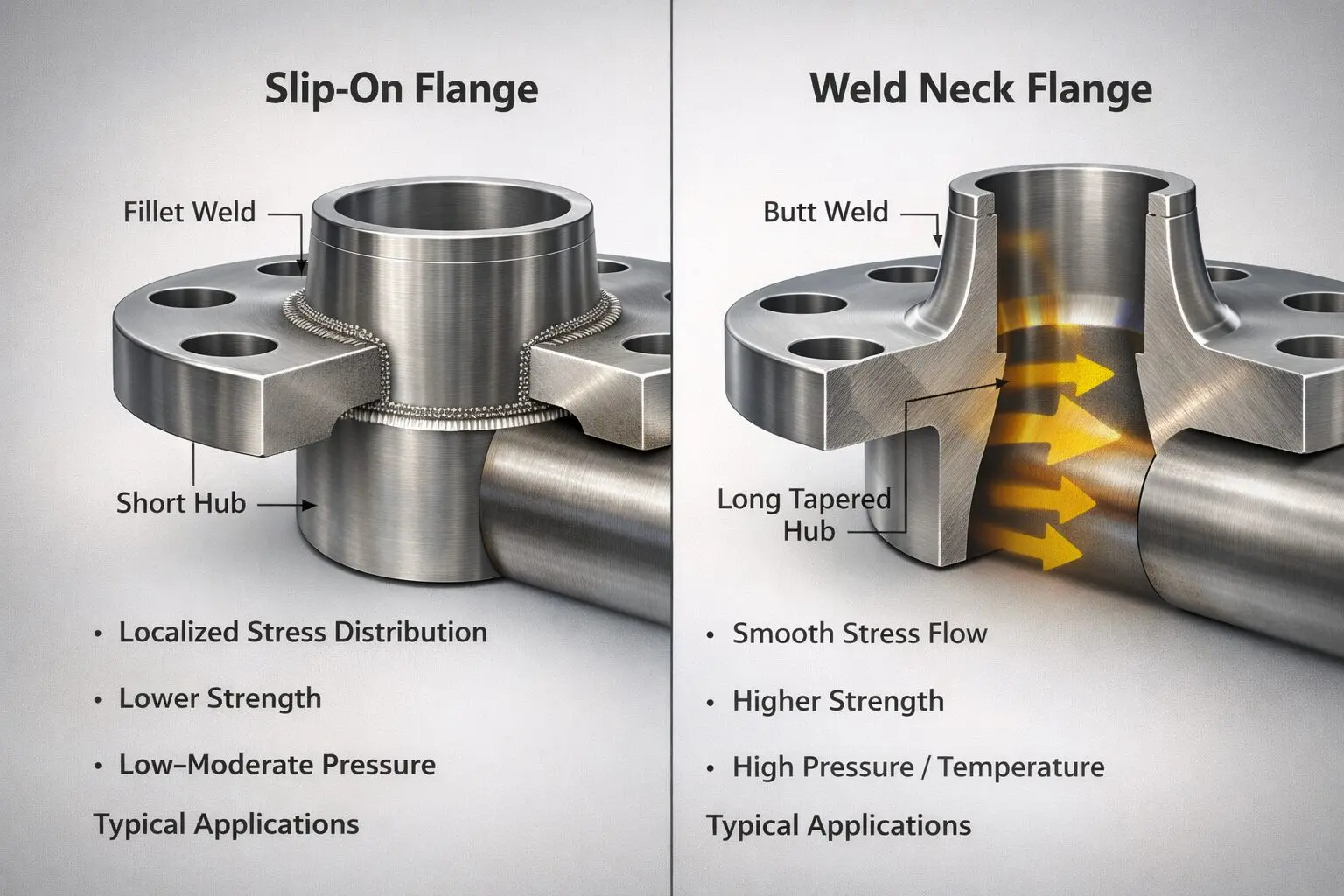 Slip-On Flange vs. Weld Neck Flange: A Practical Comparison